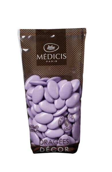 Dragees chocolat décor mauve- medicis