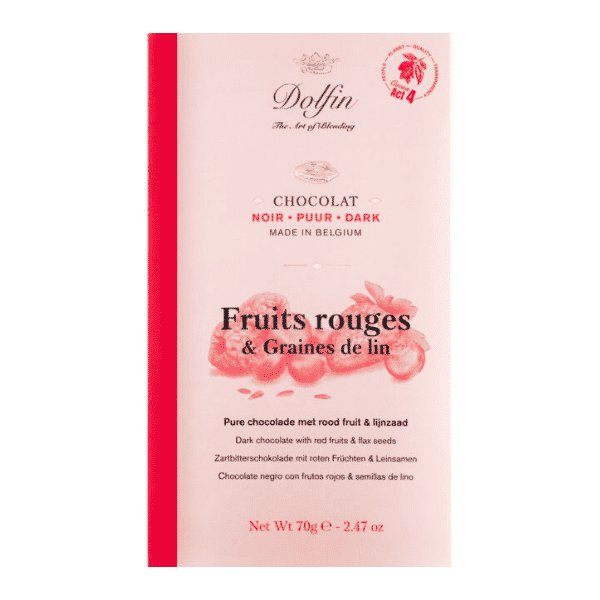 Tablette chocolat noir 60% -Dolfin-Fruits rouges et graine de Lin