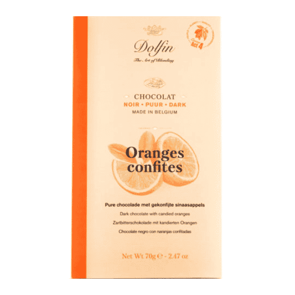 Tablette chocolat noir 60% -Dolfin-Oranges confites