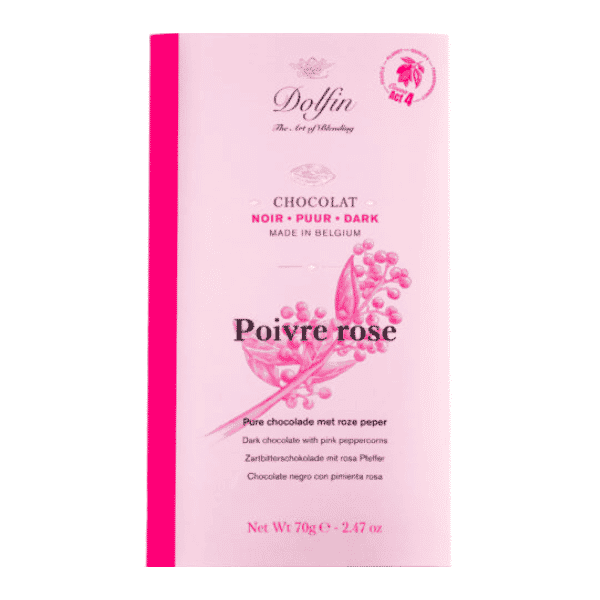 Tablette chocolat noir 60% -Dolfin-Poivre rose