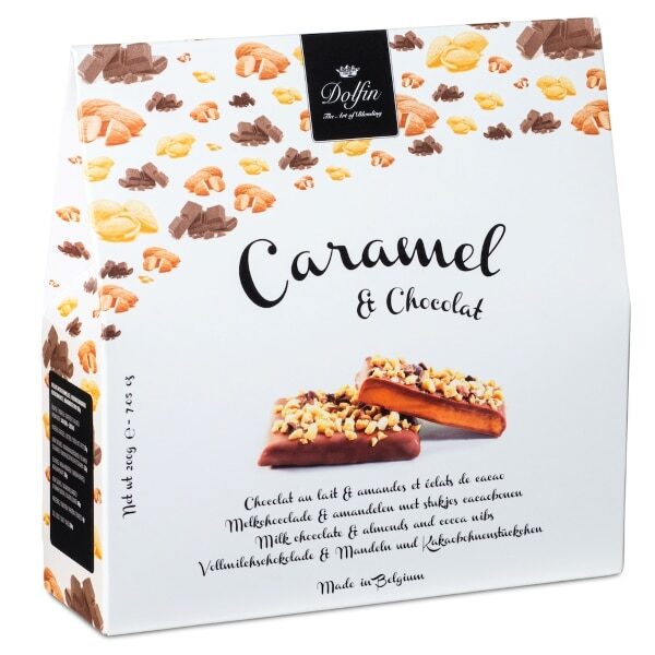 Caramel et chocolats au lait amandes & cacao-dolfin