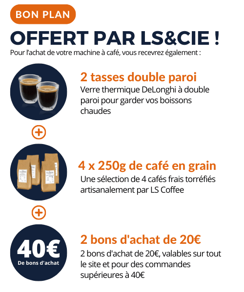 liste des cadeaux offert pour l'achat d'une machine à café delonghi